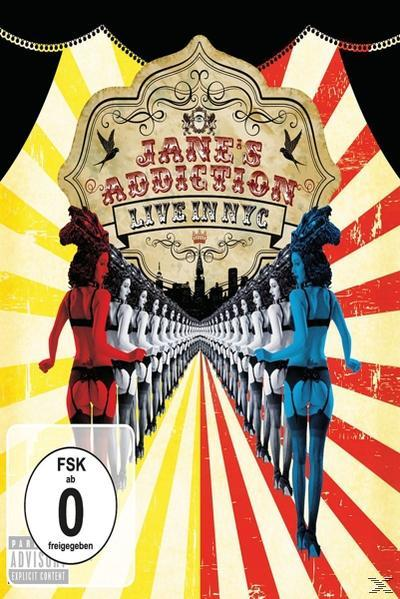 DVD borító: Jane's Addiction Live in NYC, két nő fehérneműben, városi háttér.