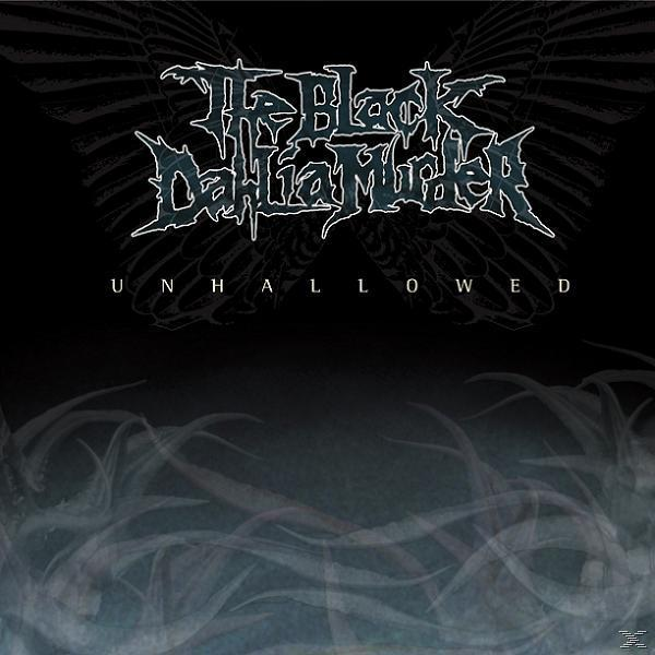 Albumcover für The Black Dahlia Murder, mit schwarzem Hintergrund, weißem Logo und dem Wort 'Unhallowed'.