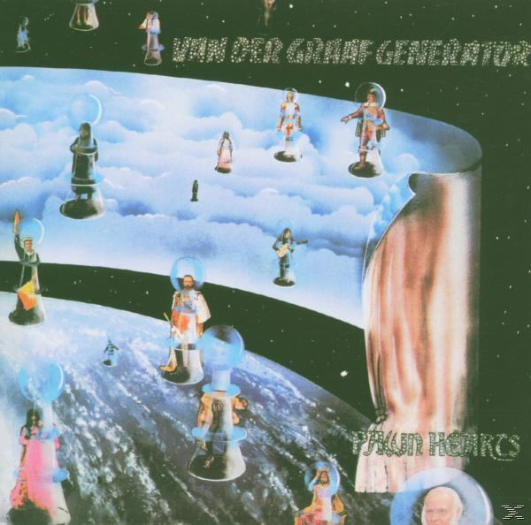 Albumcover: Figuren im Weltraum, surreal. Text: Van Der Graaf Generator, Pawn Hearts. Transparente Kugeln sind vorhanden.