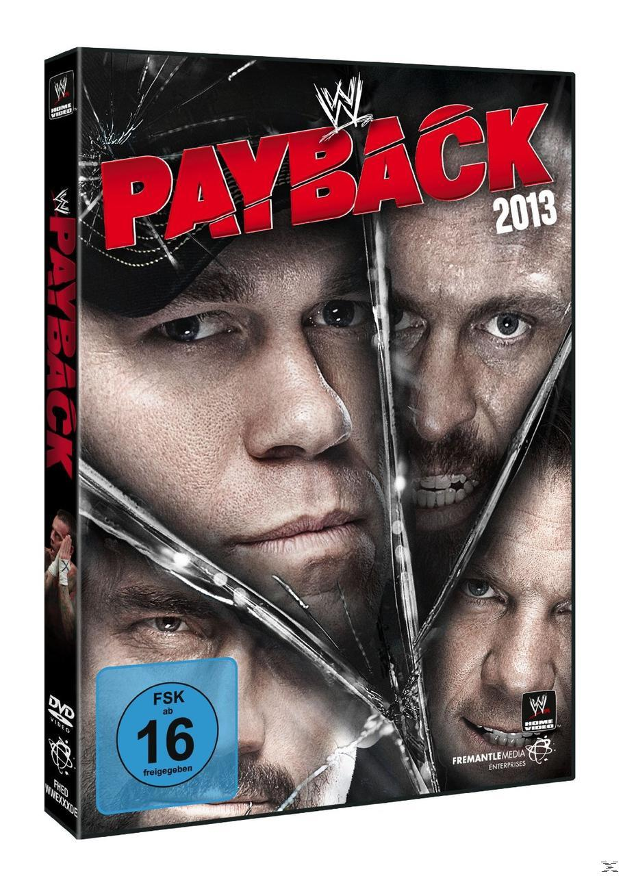 DVD-Cover für WWE Payback 2013. Bilder von Wrestlern und zerbrochenem Glas.