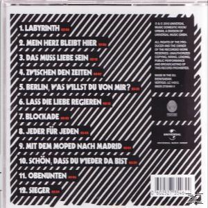 Rückseite des Albumcovers. Das Cover hat ein Schwarz-Weiß-Muster. Die Titelliste ist gedruckt.