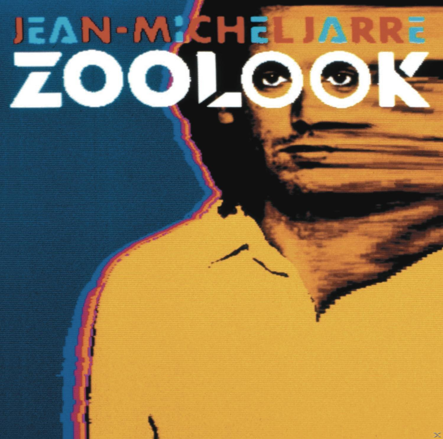 Album borító egy férfi arcával, szöveg: JEAN-MICHEL JARRE ZOOLOOK, sárga, kék és piros színben.