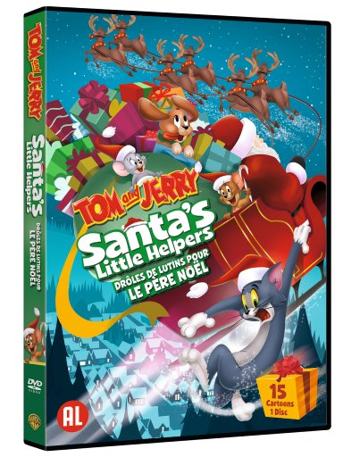 Couverture du DVD Tom et Jerry avec le Père Noël, thème de Noël et personnages.
