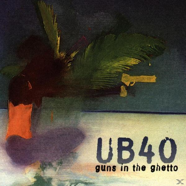Album borító egy sziluettben lévő személlyel, pálmalevelekkel és egy pisztollyal. Szöveg: UB40, guns in the ghetto.