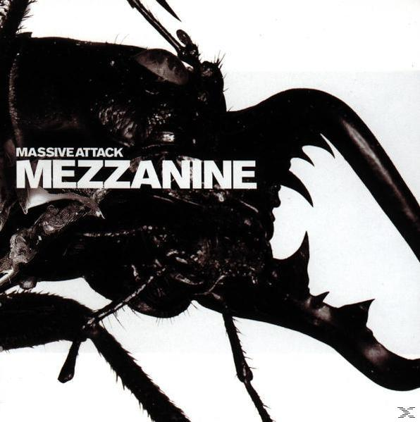 Albumcover mit einem schwarzen Insekt. Der Titel lautet „MEZZANINE“ und die Band heißt „MASSIVE ATTACK“.