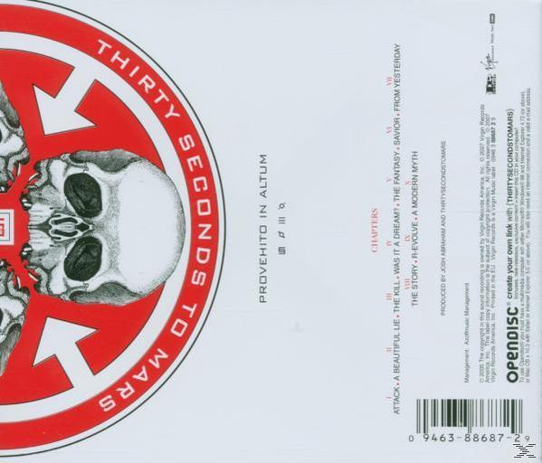 CD-Rückseite mit Totenkopf-Design und Text auf Englisch. Rote und weiße Farben verwendet.