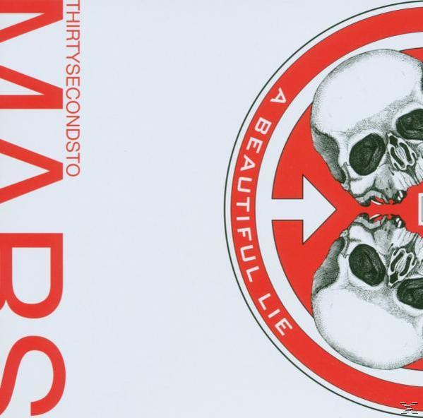 Albumcover, Totenköpfe, Text: THIRTY SECONDS TO MARS, A BEAUTIFUL LIE.