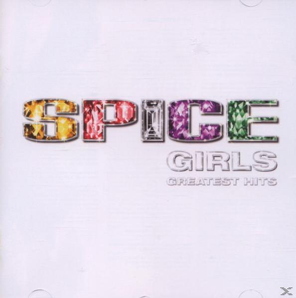 Albumcover: Das Wort 'Spice Girls' in bunten Buchstaben. Titel 'Greatest Hits'.