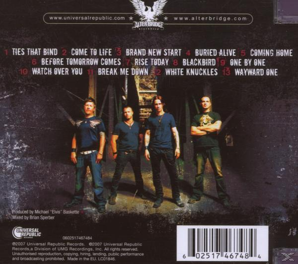 Album-Rückseite, vier Männer stehen. Titelliste mit 'Ties That Bind', 'Come To Life' und mehr.