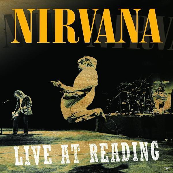 Nirvana, élőben Readingben, színpad sziluett, sárga szöveg.