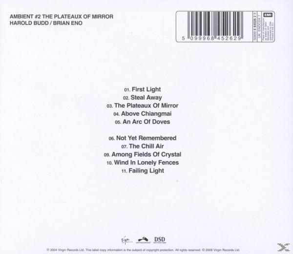 CD mit dem Titel Ambient #2 The Plateaux Of Mirror. Der Künstler ist Harold Budd/Brian Eno.