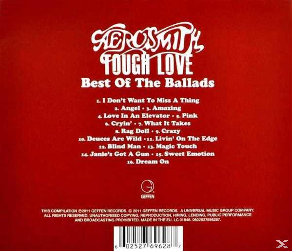 Rückseite eines Aerosmith-CD-Covers. Songtitel sind aufgelistet. Der Hintergrund ist rot.
