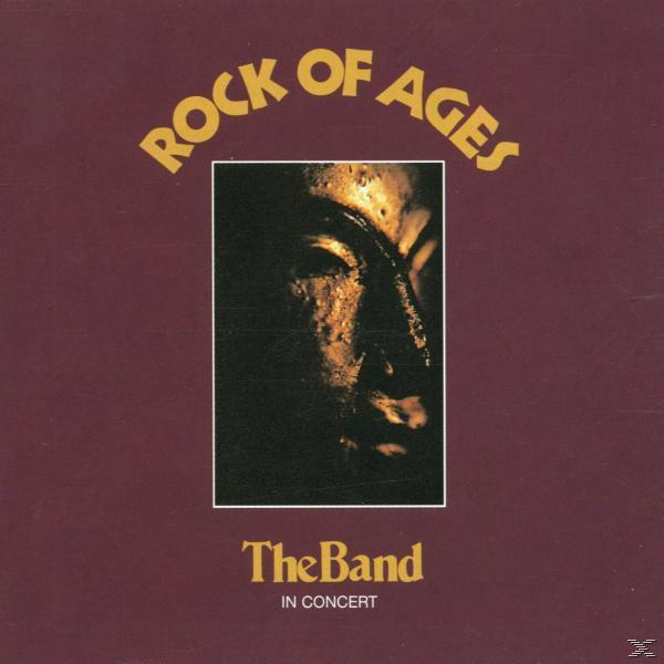 Album borító egy arc szobrával, a következő szöveggel: Rock of Ages, The Band.