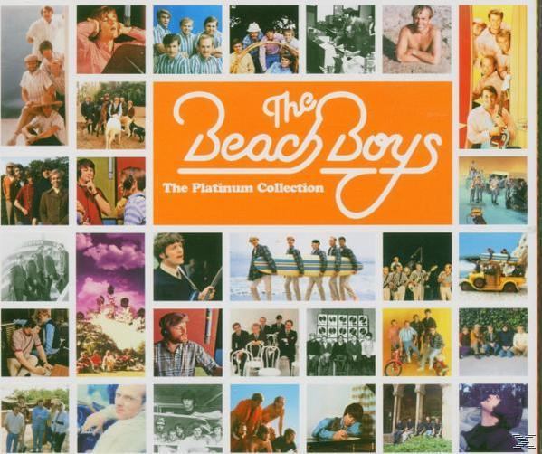 Képek kollázsa, beleértve a Beach Boys-t és a lemezborítójukat. A lemez címe The Platinum Collection.