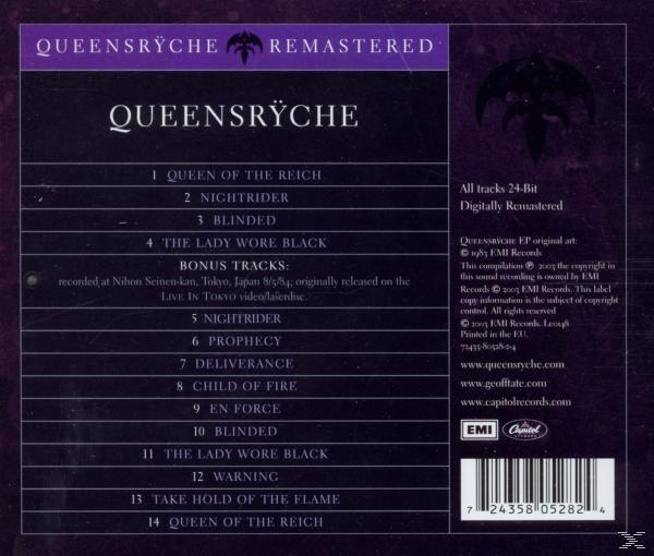 CD-Cover von Queensrÿche mit Titelliste und Logo.