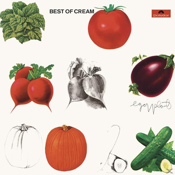 Albumcover mit verschiedenen Illustrationen von Gemüse, darunter Tomaten und Auberginen, vor cremefarbenem Hintergrund.