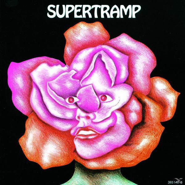 Albumcover: Blume mit Gesicht, orange und rosa Farben, schwarzer Hintergrund. Titel: Supertramp.