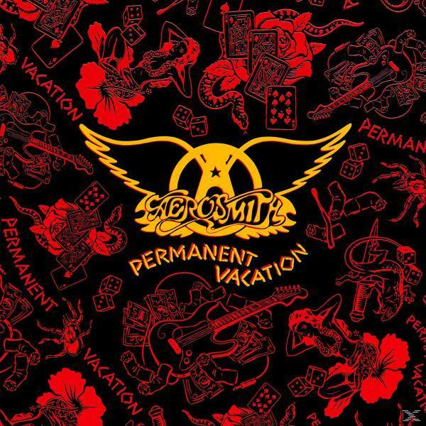 Albumcover mit Aerosmith-Logo, roter und schwarzer Hintergrund, mit Zeichnungen.