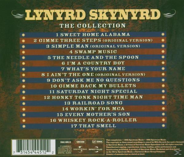 Album borító Lynyrd Skynyrd dalok listájával. A háttér barna.