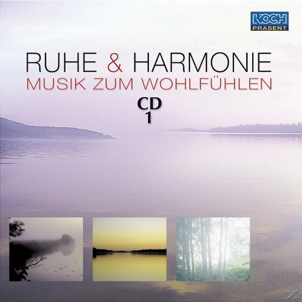 CD-Cover: Ruhe & Harmonie, Landschaftsbilder, mit Text und einem See.