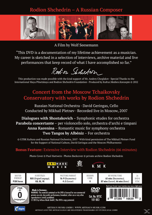David Geringas, Russian National Orchestra - Rodion Shchedrin - A Russian Composer  - (DVD)