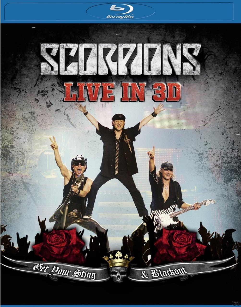 Scorpions, live in 3D, auf der Bühne mit einer Band und einem Totenkopf.