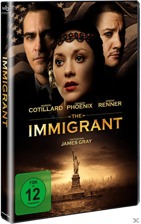 DVD-Cover für 'The Immigrant' mit Schauspielern. Freiheitsstatue im Hintergrund.