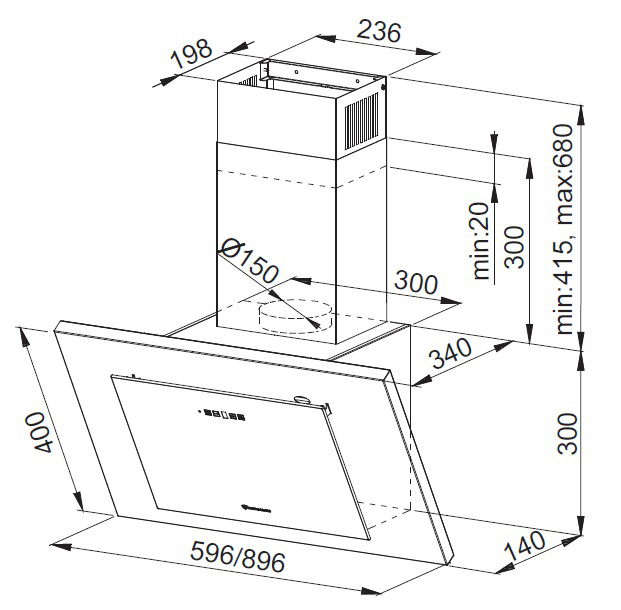 DESSAUER BORIA 60 E 9954 61, Dunstabzugshaube (596 mm breit, 340 mm tief)