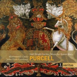 Albumcover mit königlichem Wappen, Löwen, Einhorn und Text: Purcell. Musik für Queen Mary.