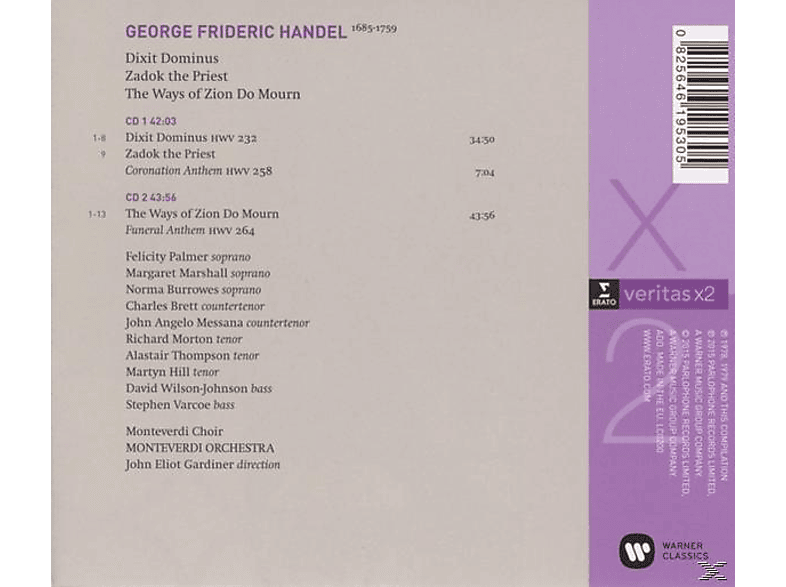 Thumbnail - John Eliot Gardiner (the Monteverdi Choir & Orchestra) - Dixit Dominus-Zadok The Priest (CD)