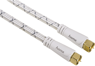 HAMA Câble de branchement satellite, 1.5 m - prise F (Blanc)