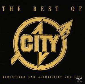 Das CD-Cover für 'The Best Of City'. Ein gelbes Logo auf schwarzem Hintergrund befindet sich in der Mitte.