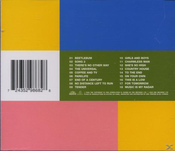 CD-Rückseite mit bunten Rechtecken. Enthält Songliste. Barcode und Text sind ebenfalls sichtbar.