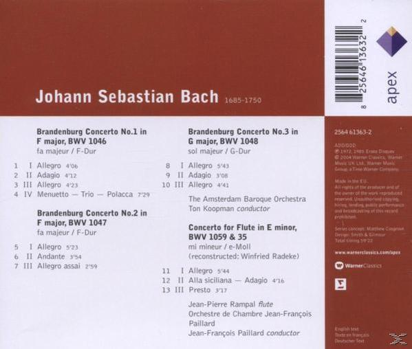 CD-Rückseite mit einer Liste von Liedern von Johann Sebastian Bach. Der Text ist auf Englisch und Deutsch.