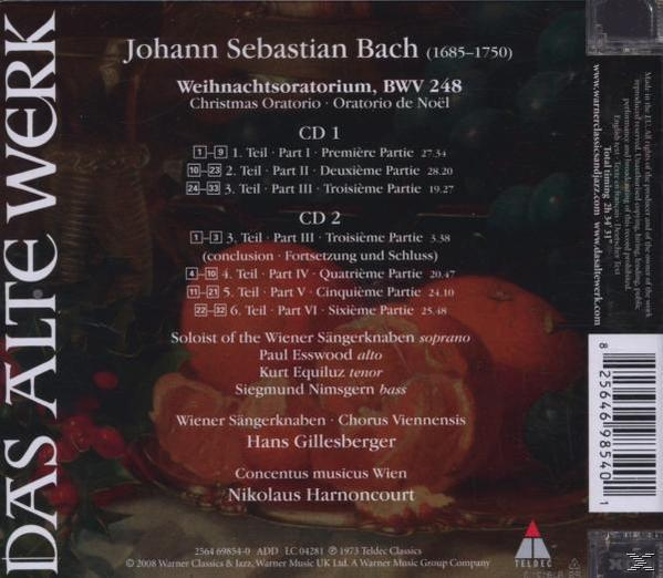 Album-Rückseite mit Titelliste, mit einer CD mit Orangen auf einem Tisch.