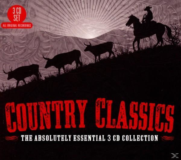 'Country Classics' album borítója, cowboyok, szarvasmarhák sziluettjeivel, naplemente háttérrel.