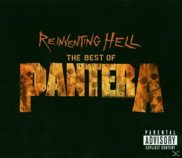 Albumcover für Panteras 'Reinventing Hell'. Der Titel ist orangefarben auf dunklem Grün.