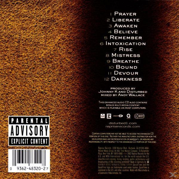 CD borító számlistával, Parental Advisory matricával, vonalkóddal. Barna, texturált háttér.