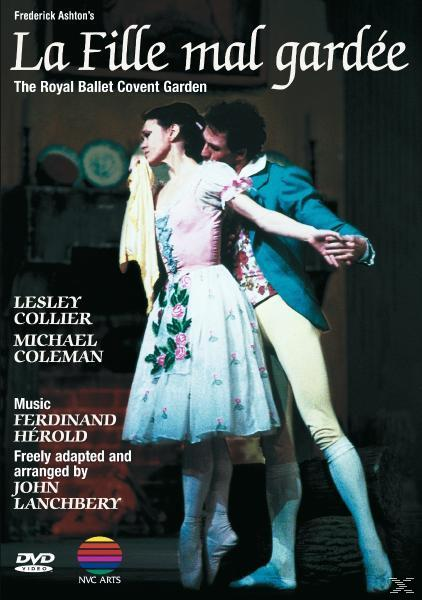 DVD-Cover: Balletttänzer umarmen sich; Text beschreibt das Ballett 'La Fille mal gardée'.