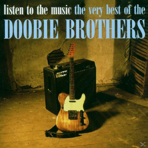 The Doobie Brothers Albumcover mit Gitarre und Verstärker auf Bühne.