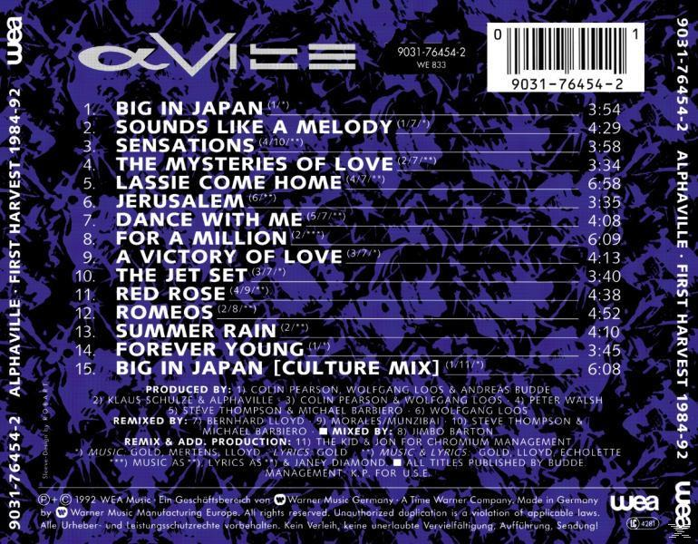 CD-Cover mit Titelliste und Künstlerinformationen. Verfügt über ein lila-blaues Design.