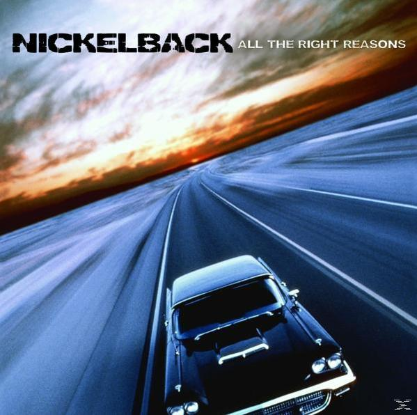 Album borító: Fekete autó az úton naplementéhez. Az ég narancssárga és piros. Nickelback albumcím.