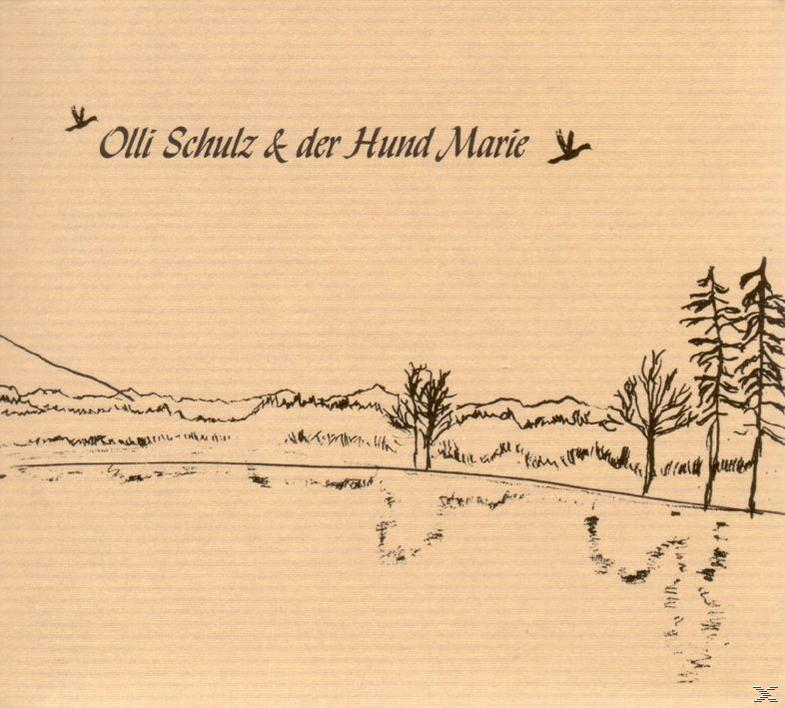Eine Illustration einer Landschaft mit Bäumen und Bergen. Der Titel lautet 'Olli Schulz & der Hund Marie'.