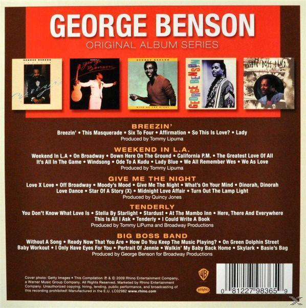 Album-Rückseite: mehrere kleine Albumcover von George Benson-Alben und Titellisten.