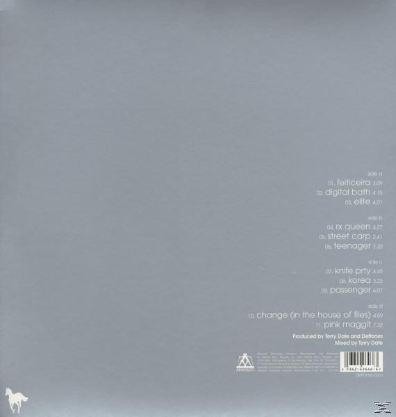Albumrückseite mit grauem Hintergrund und einer Liste von Liedern.