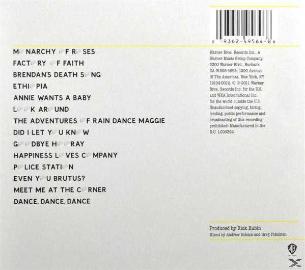 Album-Rückseite mit Titelliste und Warner Bros. Records Logo.