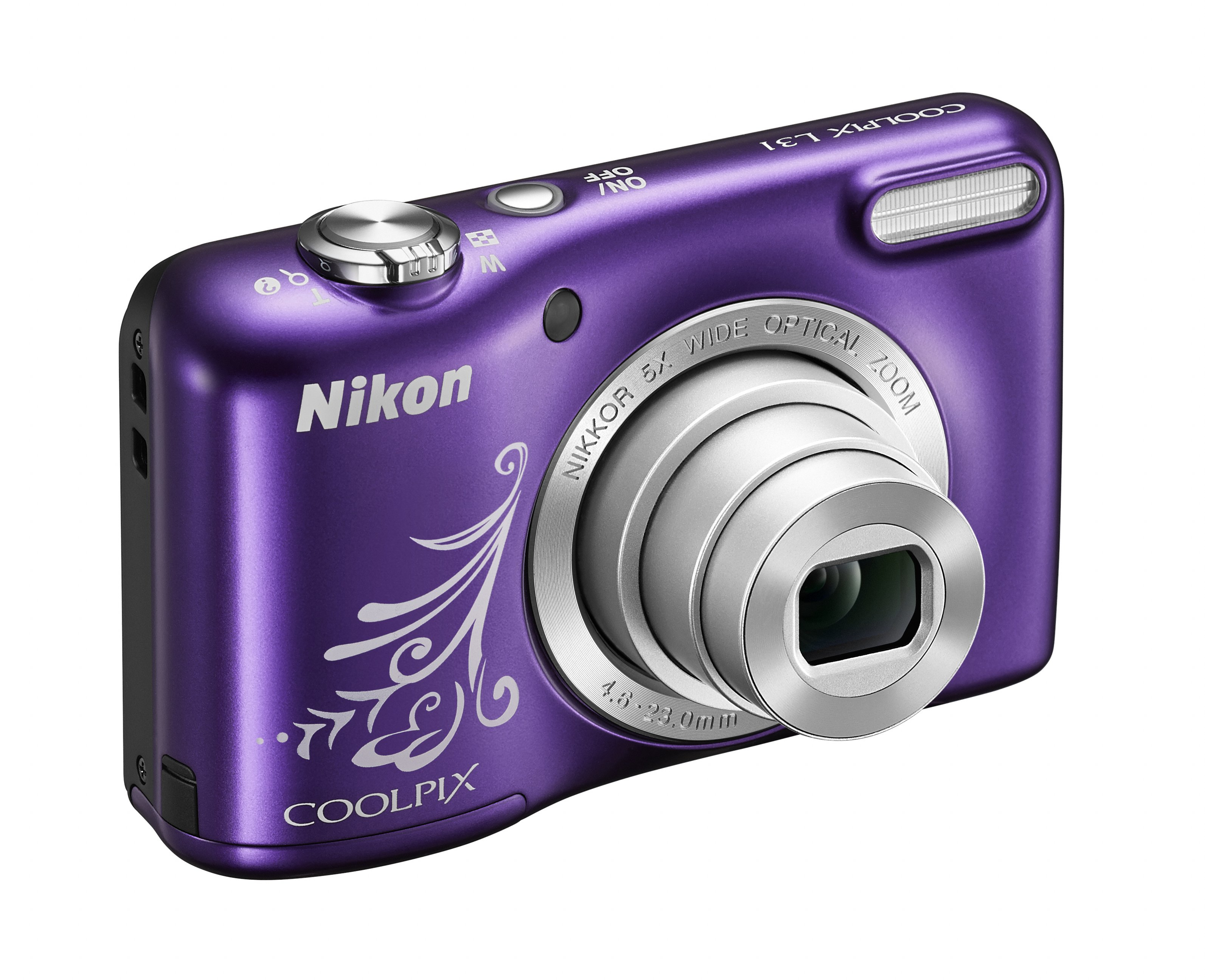NIKON COOLPIX L31 Kompaktkamera Violett ornament, 5x opt. Zoom, TFT-LCD