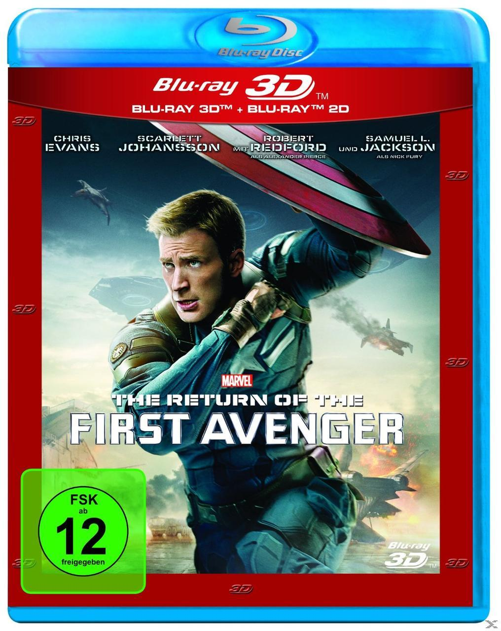 The Return of the First Avenger Blu-ray-Cover. Captain America in Kampfpose. Blu-ray Disc-Logo.
