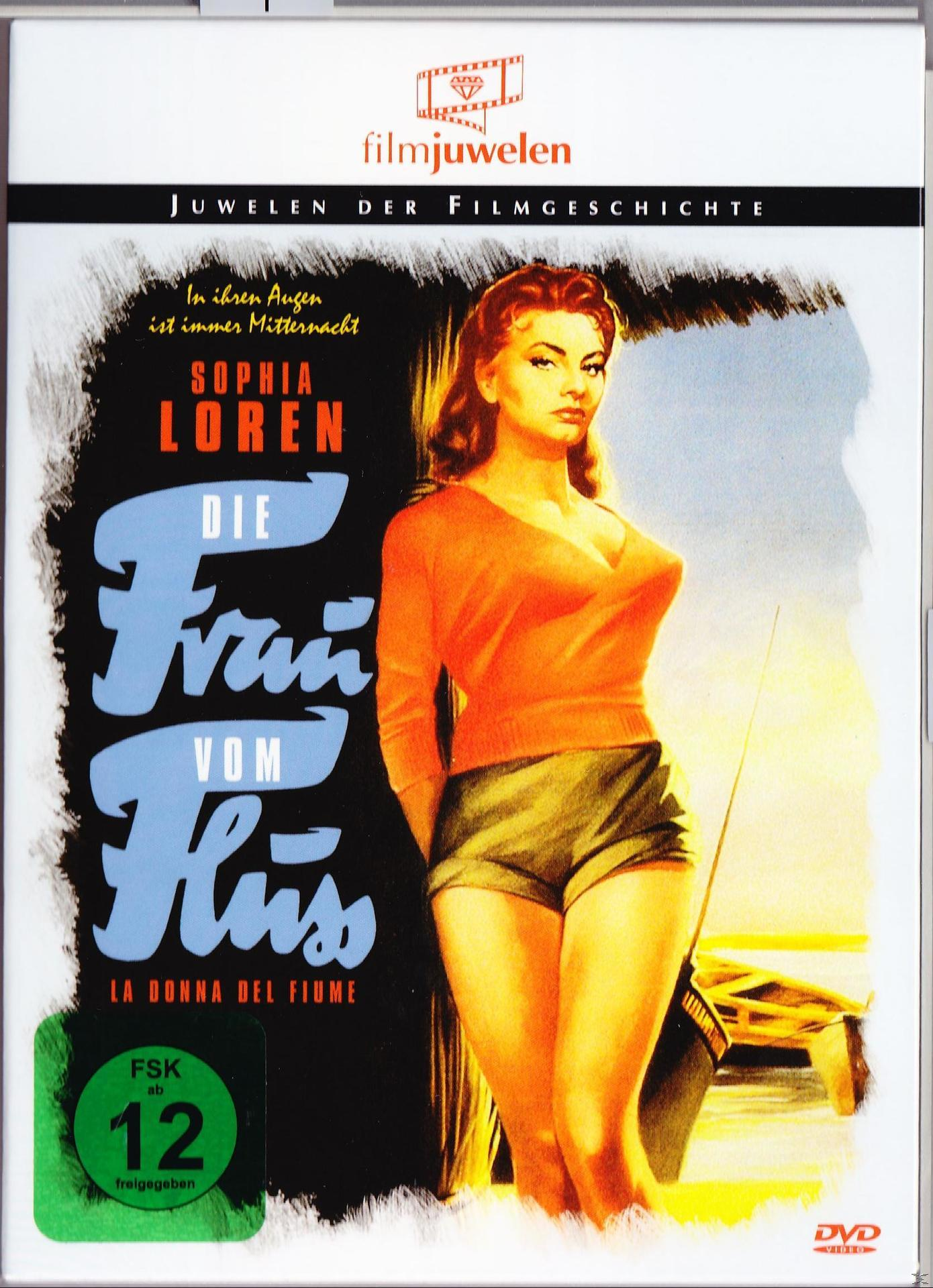 Filmplakat von Sophia Loren in einem orangen Oberteil und Shorts. Der Titel ist deutsch.