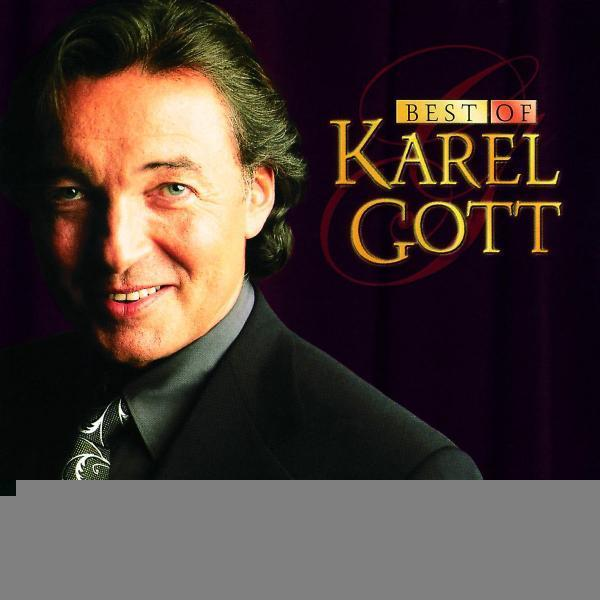 Albumcover mit dem Gesicht eines Mannes, der Titel lautet 'Best of Karel Gott'. Der Hintergrund ist verschwommen rot und gold.